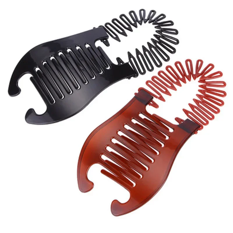 Interlocking Combs Hairclip French Side Combs Holder Vintage Style Bendable Plastic Updo Hair Clip Elastics Ties Hairdo Comb