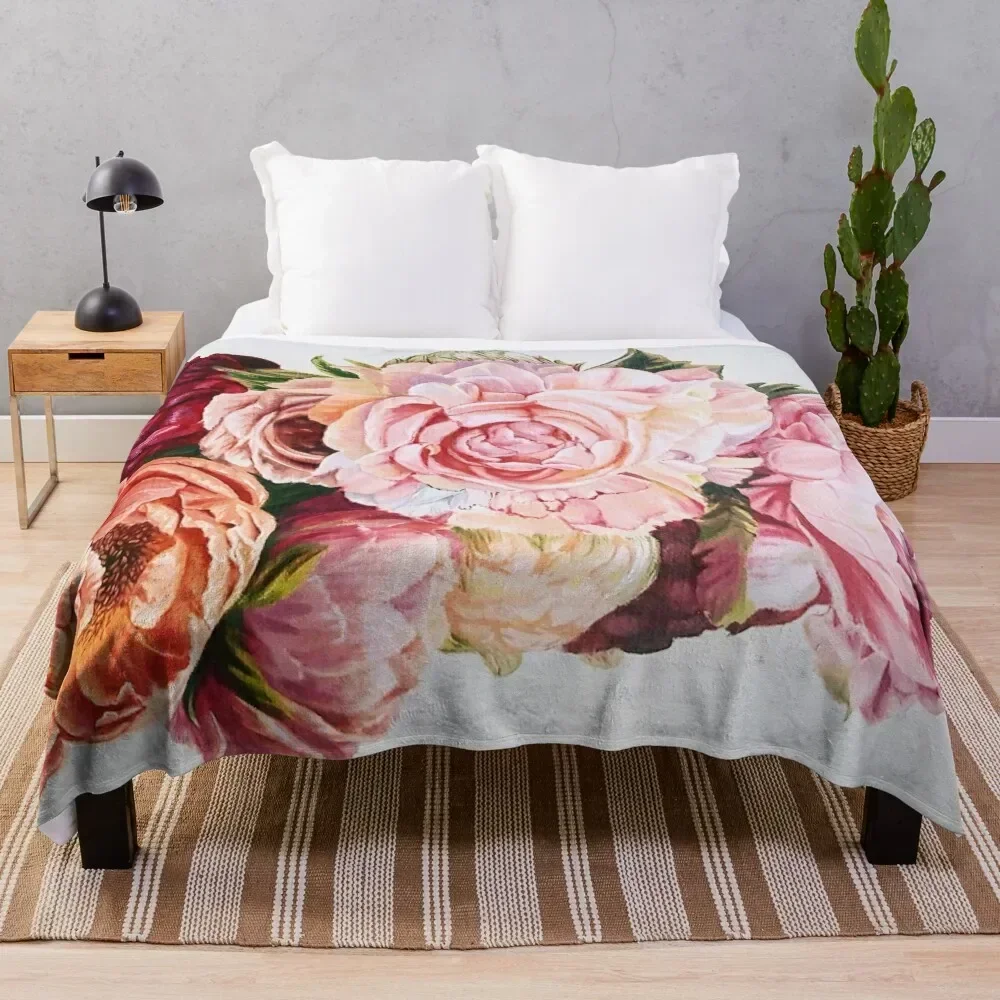 

Peonies Throw Blanket Summer Baby Blankets Soft Plush Plaid blankets and throws Blankets