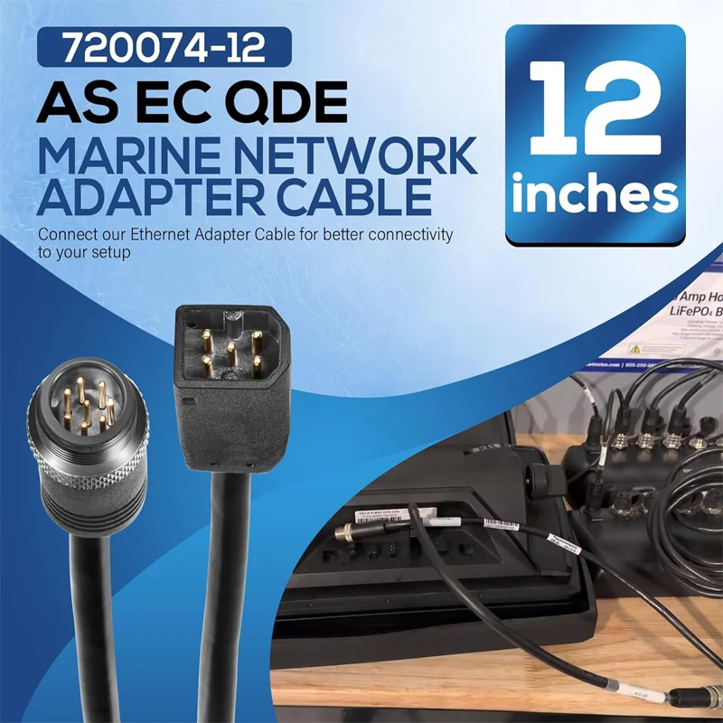 Cable adaptador Ethernet 720074-12 AS EC QDE 12, reemplazo negro para Humminbird Compatible con los modelos Helix 7 G2N y G3N, todas las hélices