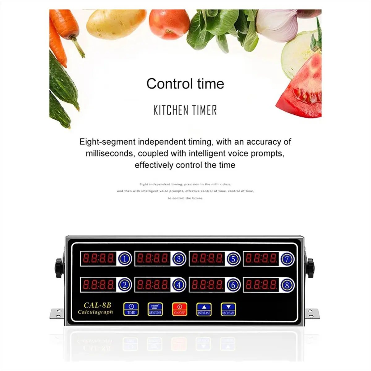 A32I Commercial Eighth 8 Channel Electronic Countdown Kitchen Timer Digital Button Timing Reminder Restaurant Loud Clock US