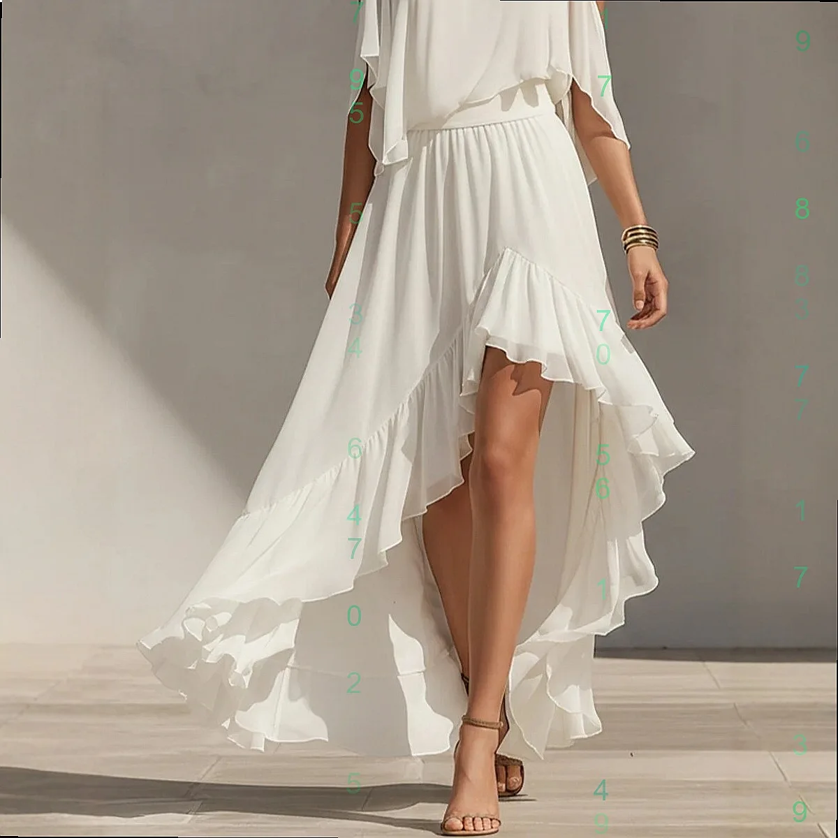 Flowy Ruffle Hem Dress Long Maxi Dress for Women Spring Summer Round Neck Casual Holiday Overall Jumpsuit Playsuit view 3