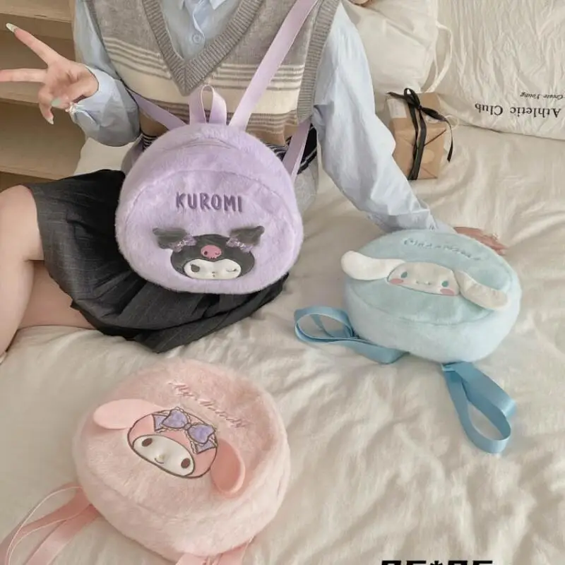 

Cute Cartoon Kawaii Sanrioed Kuromi My Melody Cinnamoroll Bag Autumn/Winter Plush Shoulder Egg Bag Cute Backpack