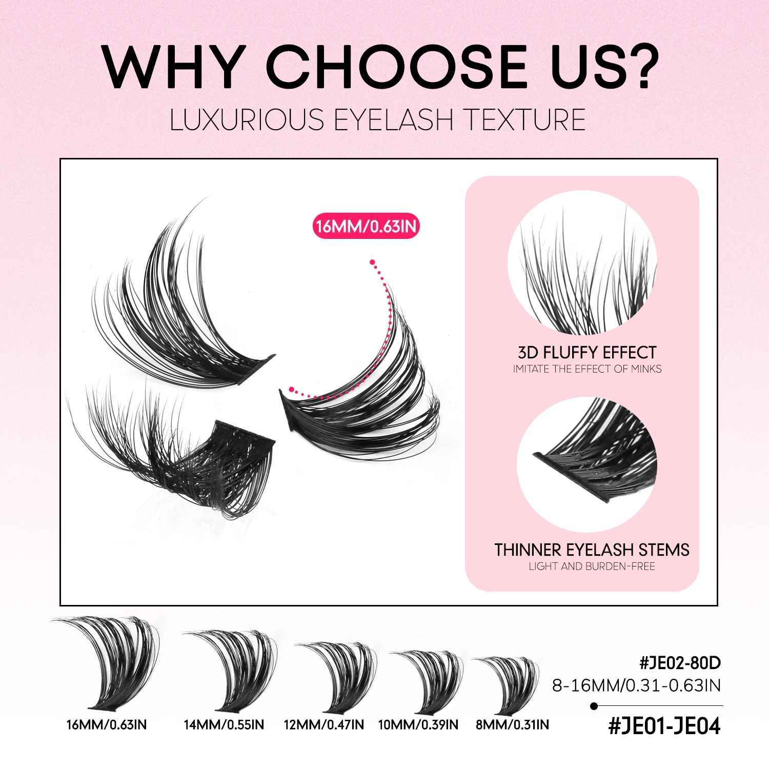 GROINNEYA grupos de pestañas con combinación impermeable, Kit de extensión de pestañas DIY, unión de pestañas, sello y pinzas de maquillaje