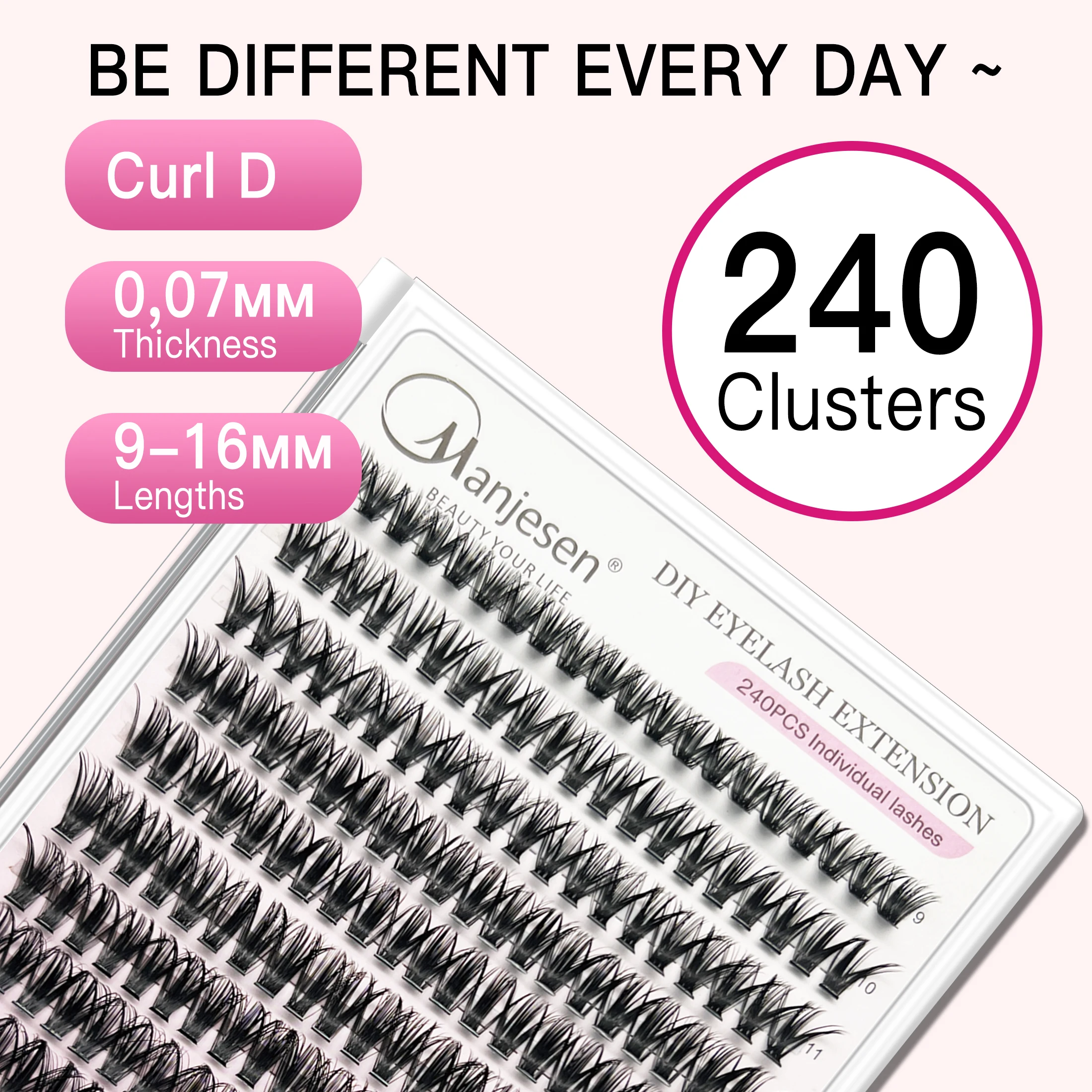 DIY Cluster Extension Lashes Kit 240 Trossen Individuele Wimpers Set Piekerige Pluizige Valse Wimpers met Lijm en Pincet