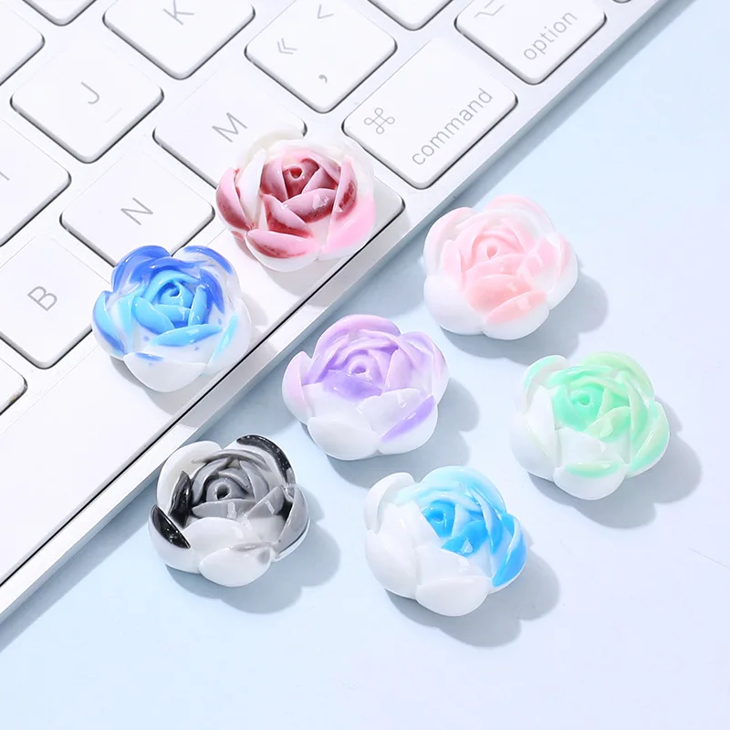 20pcs New Resin Flower Cabochons Flatback Vintage 3D Lotus Charm for Christmas Decoration Accessories Flat Back for Scrapbooking