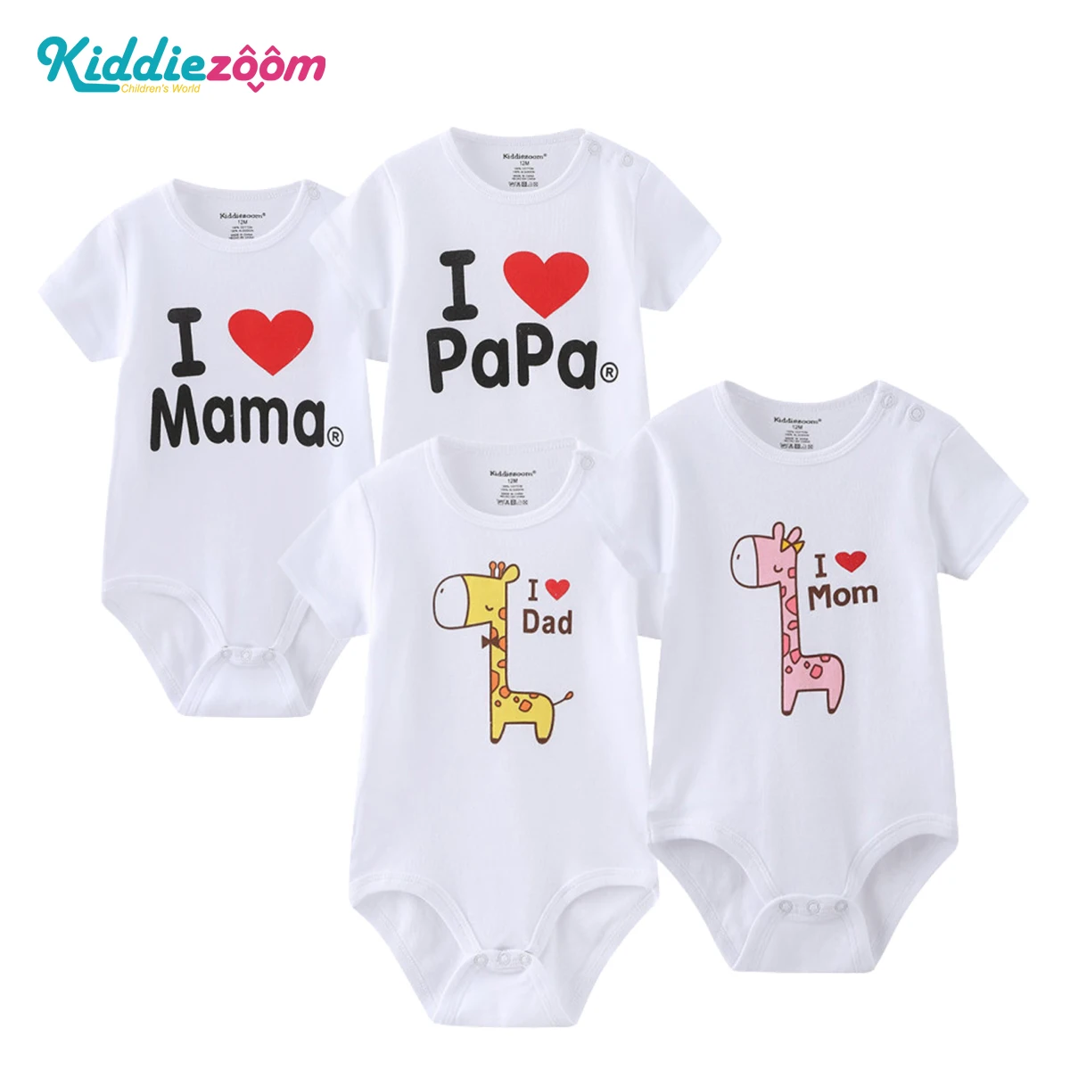 2-Pack Cute Newborn Boy Girl Bodysuits I Love Mom I Love PaPa Baby Unisex Onesies 0-24 Months Infant Clothes