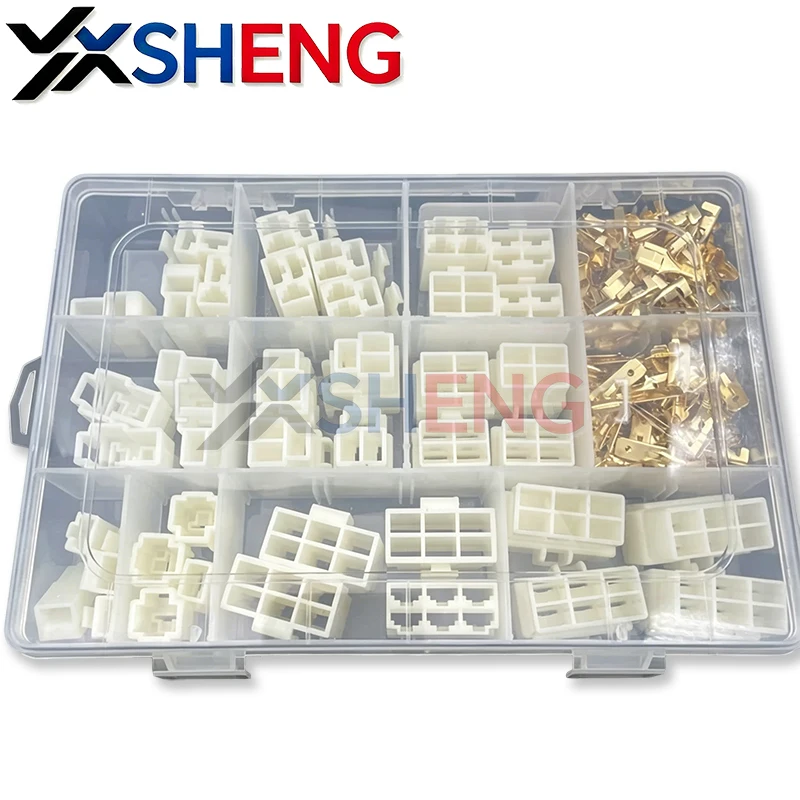 6.3 mm Automotive Quick‑Disconnect 1‑6Pin Connector Kit With Male & Female Housings And Brass Crimp Terminals