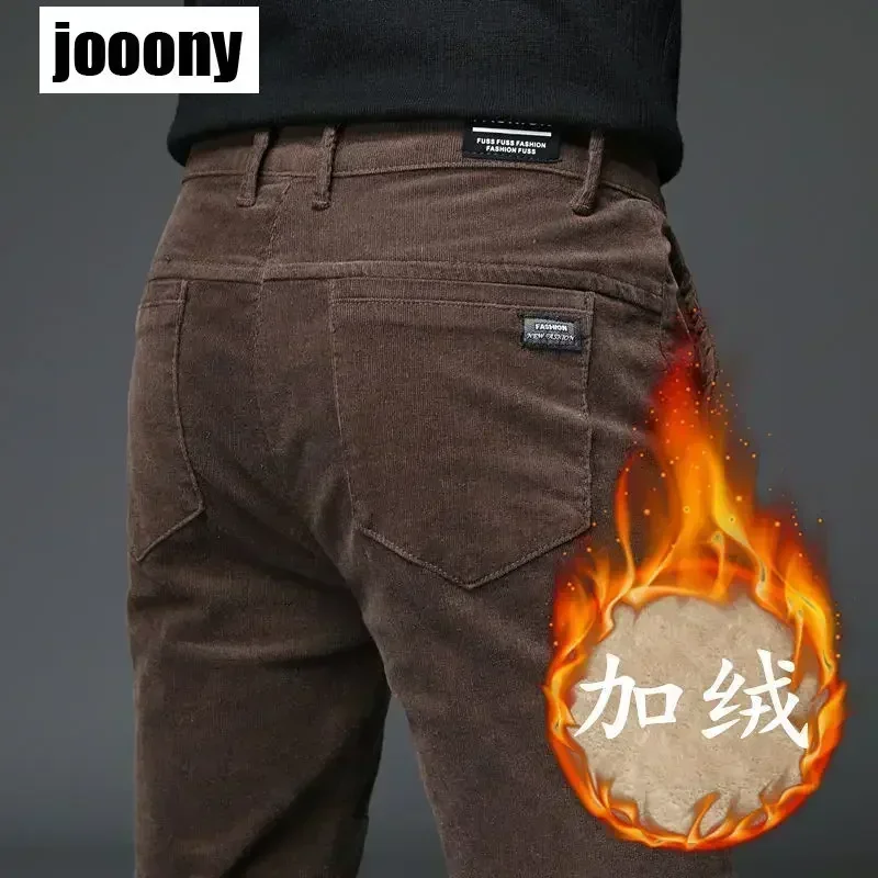 Pantalon en velours côtelé chaud pour homme, optique décontractée, velours de commande, sourire, hiver
