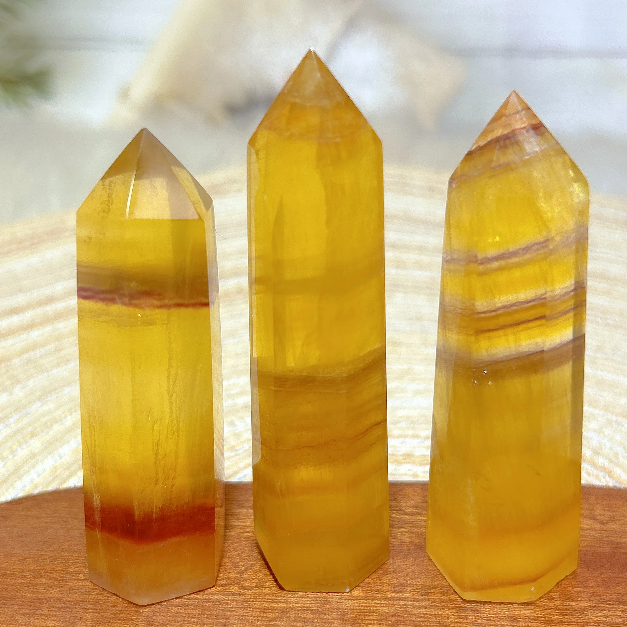 

Natural Crystals Yellow Flourite Colorful Tower Desk Healing High Quality Reiki Home Decorations Room Decor Energy Mineral Ore