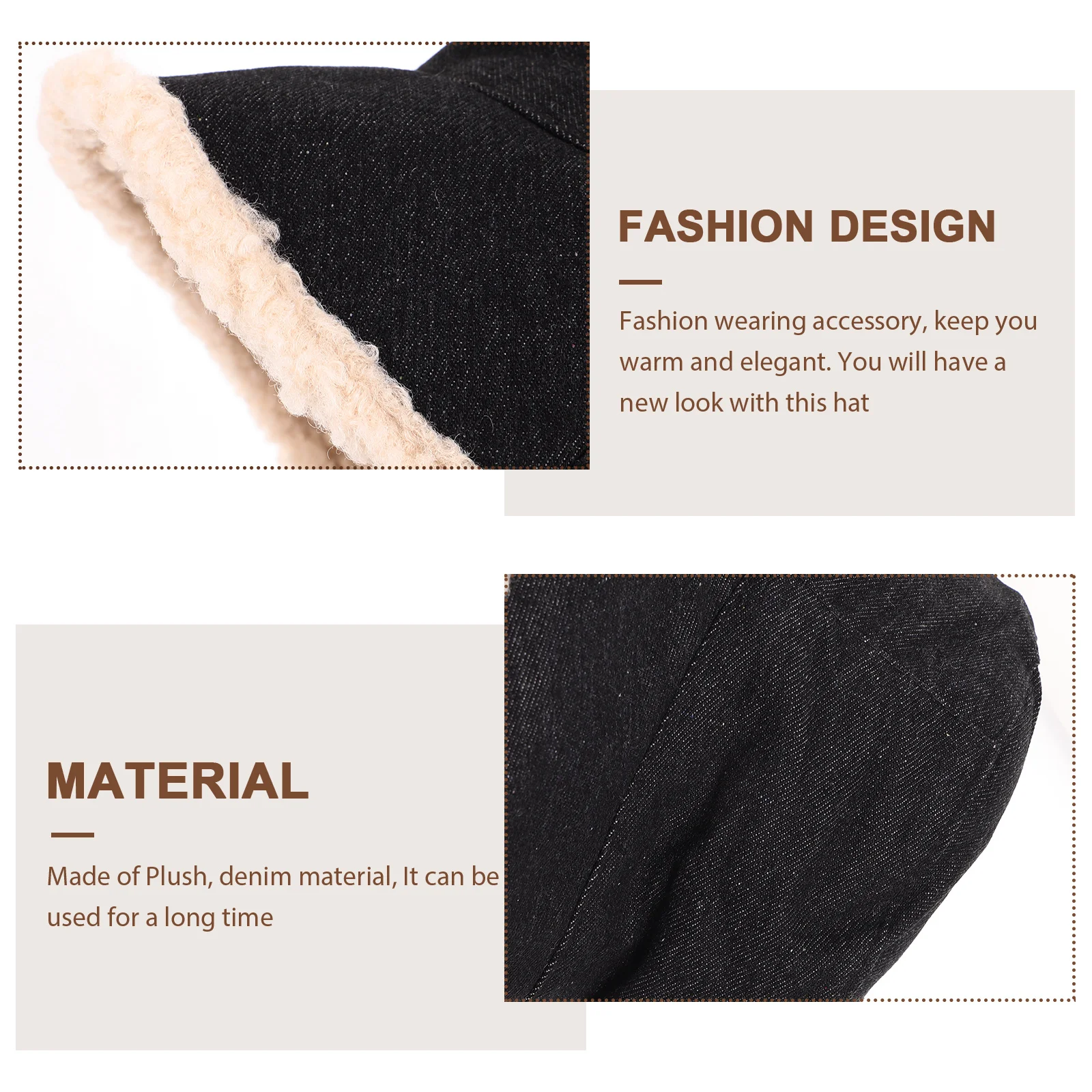 

Autumn Winter Lamb Wool Fisherman Hat Denim Bucket Hat Warm Comfortable Outdoor Cap Fashion Wearing Accessory