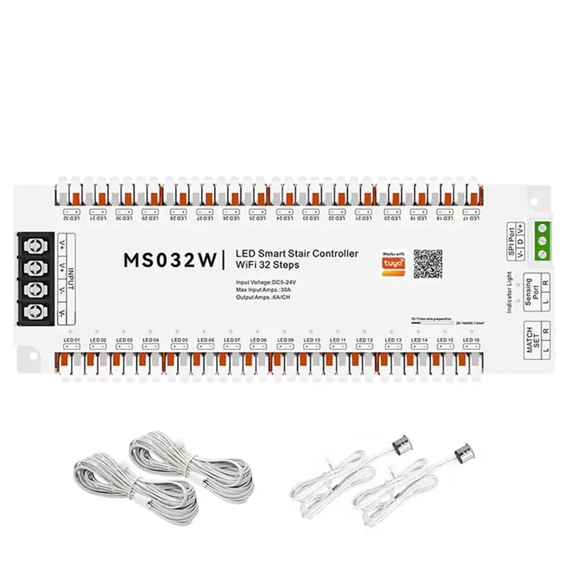 

ABGR-Tuya Smart APP Zigbee Home Stairway Lighting Strip LED Motion Sensor Automatic Controller Kit 12V 24V 32 Channels