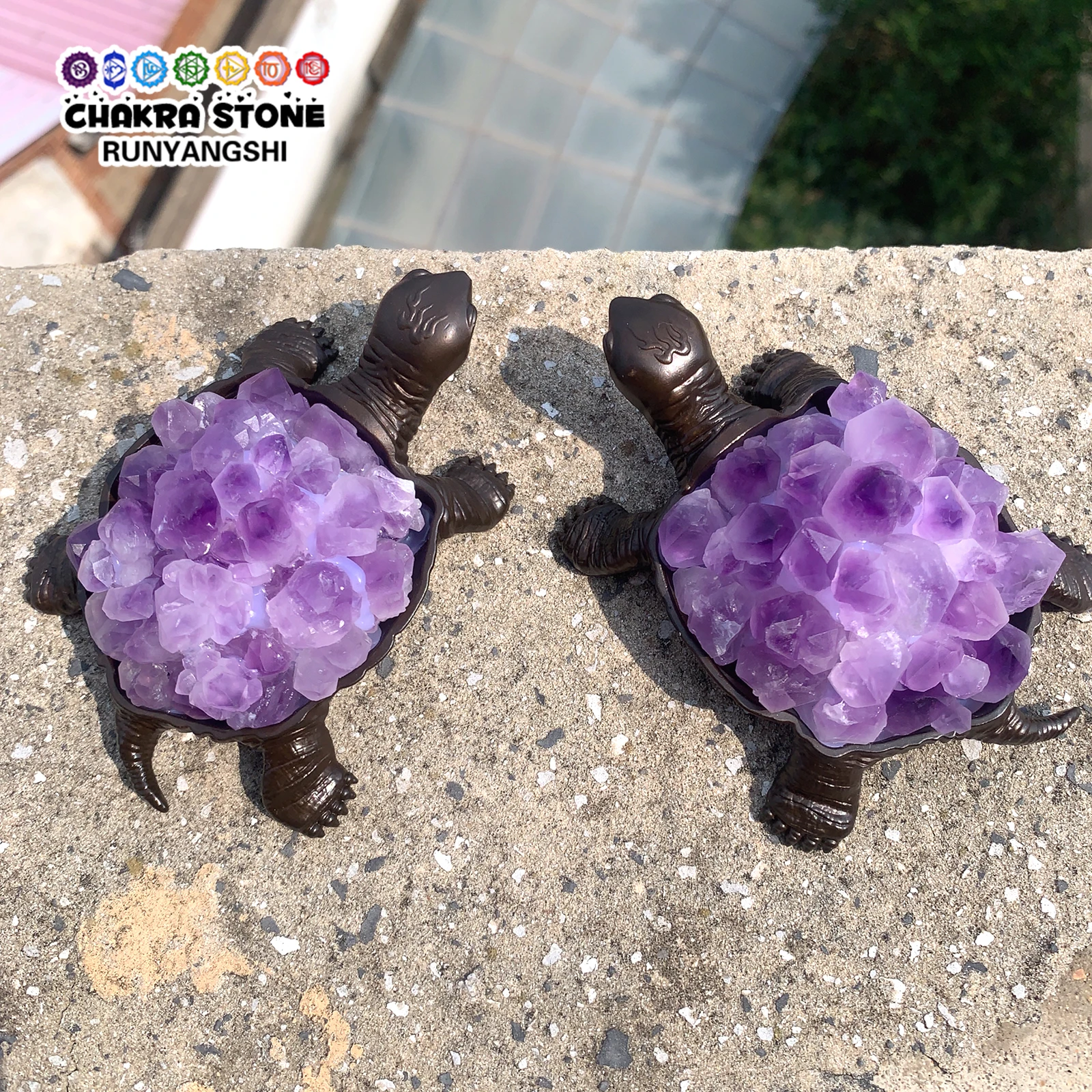 Natural Crystal Stone Amethyst Tooth Turtle Cute Animal Figurines Healing Statue For Home Decoration Child Collection Gifts