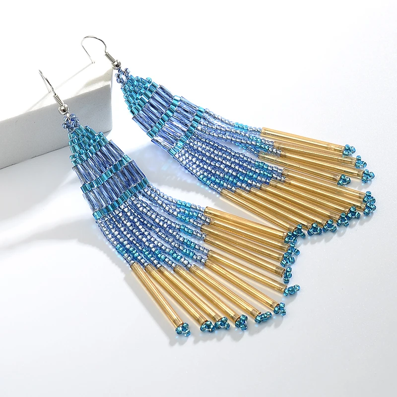 Picture 4: Tassel Rice Beads Earrings For Women Handmade Dangle Drop Earrings Bohemian Style