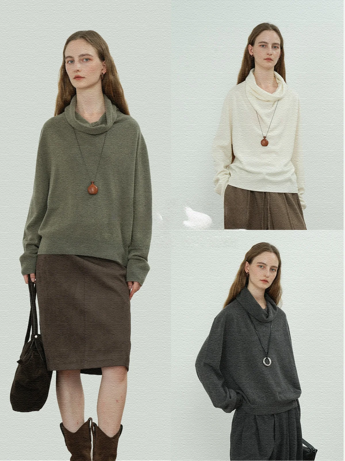 

Романтичный вязаный шерстяной свитер свободного кроя с круглым вырезом для женщин, модный топ весна 2025