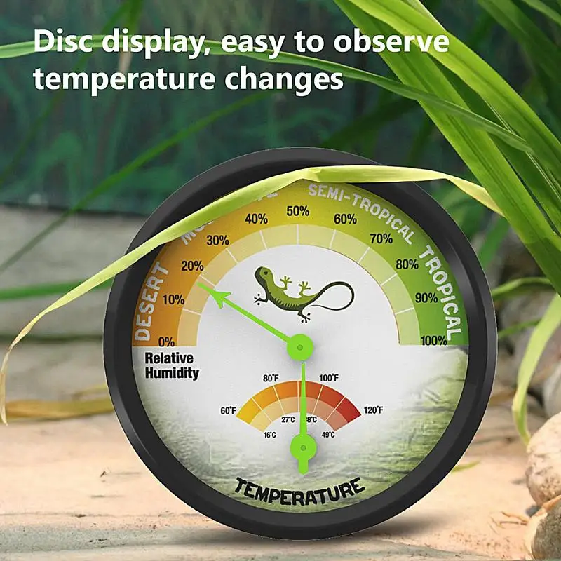 Round Hygrometer for Reptile Humidity Meter Room Thermo Meter Disc Crawler Aluminum Alloy Panel Pointer Hygrometer Thermo Meter