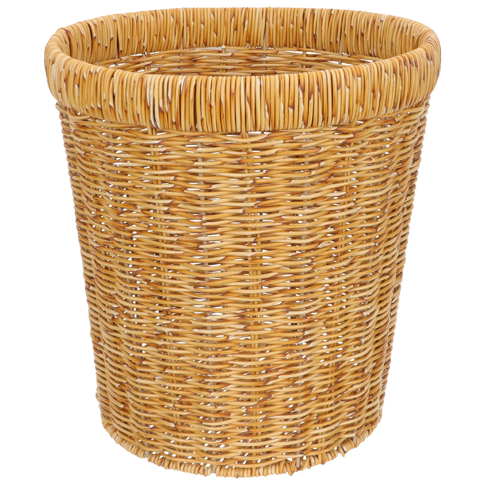 

Handwoven Imitation Rattan Woven Trash Basket Round Creative Storage Bin for Home Kitchen Rattan Trash Can