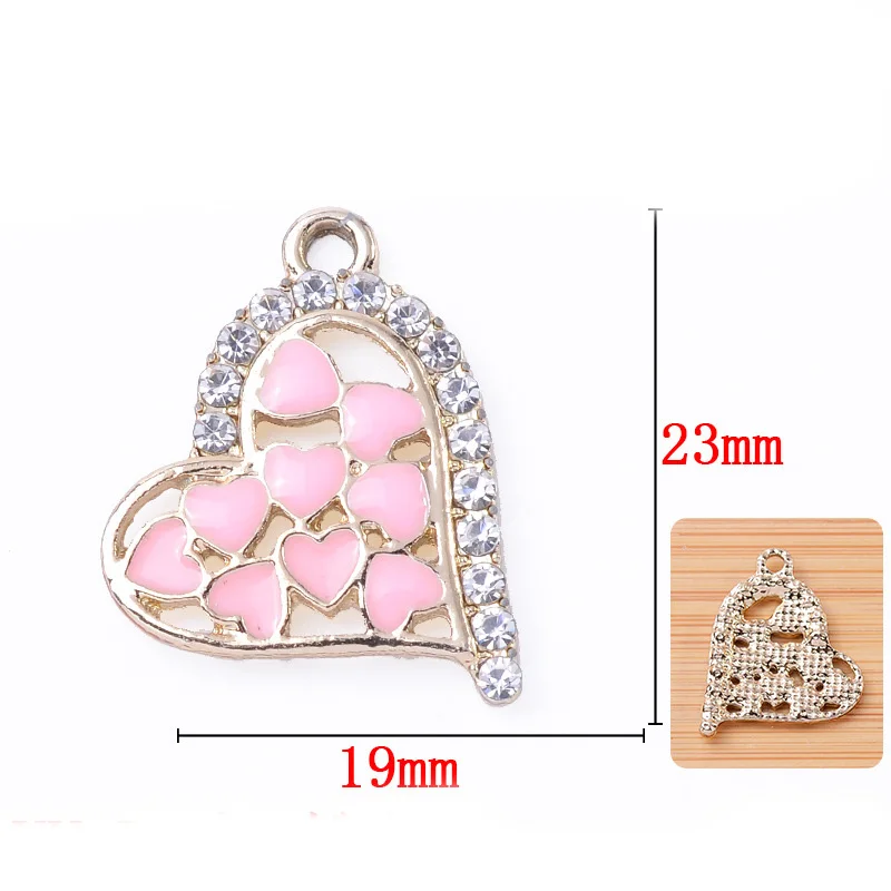 Engood 100 قطعة الراين مزدوجة القلب زر DIY بها بنفسك مجوهرات قلادة القرط المعلقات الشعر الخياطة تقليم والزينة الحرفية