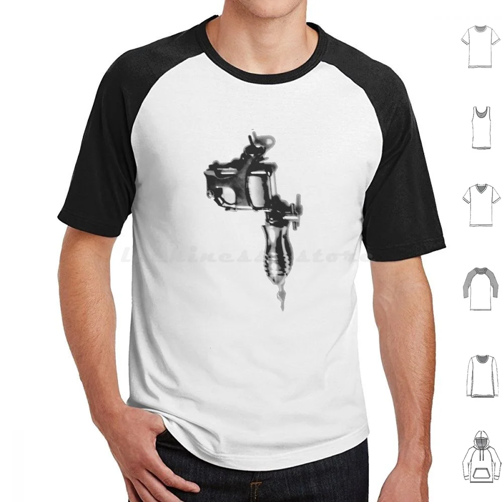 Tattoo Machine Gun Pop Art T Shirt Cotton Men Women DIY Print Tattoo Artist Machine Gun Warhol Graffiti Shop Black And Gray