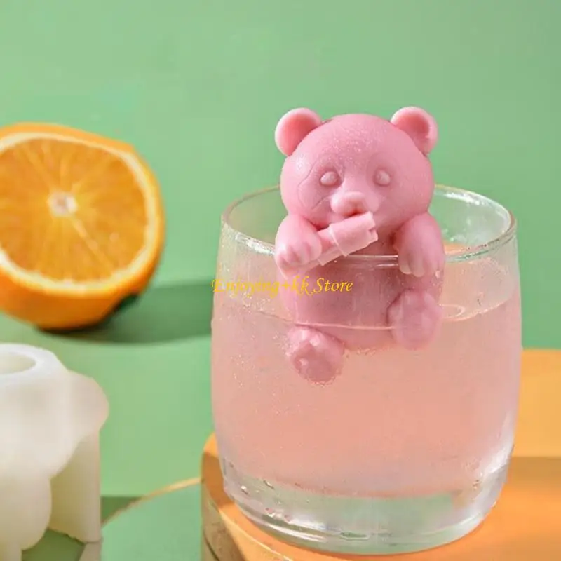 

Q1JB Peach Hugs Bamboos Panda Molds Silicone Cake Molds for DIY Ice Cream Reusable Ice Maker Plasters Mold