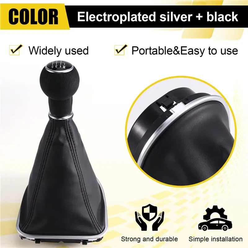 A20K-Car 5 Speed Gear Shift Knob With Boot Cover Shifter Lever Stick For Seat Leon II Toledo III Altea XL 2005-2012 - view 5