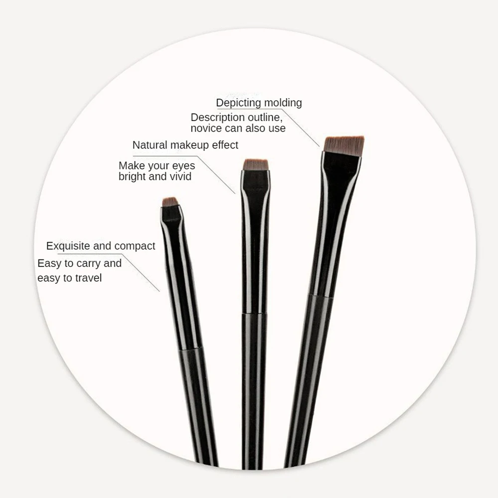 Pennello per eyeliner a lama Pennello per sopracciglia Pennello per occhi piatto e fine Palpebre Pennello per contorno sopracciglia baco da seta Strumento per trucco professionale/set