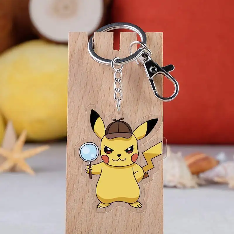Pokémon Detective Pikachu Double Sided Transparent Acrylic Keychain Cute Pendant Friends Girl Gift Accessories Choice Key Ring