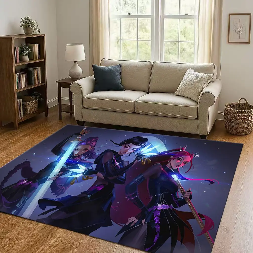 

3D Cartoon Kpop Demon Hunters Zoey Rumi Mira Living Room Non-Slip Area Rug Carpet for Bedroom Playroom Sofa,Home Decor Doormat