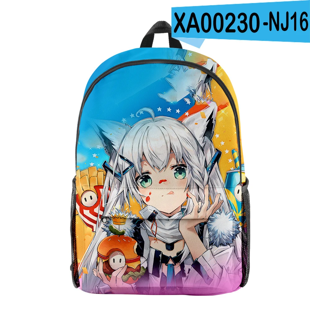 Hip Hop Popular HOLOLIVE Shirakami Fubuki pupil Bookbag Notebook Backpacks 3D Print Oxford Waterproof Boy/Girl Travel Backpacks