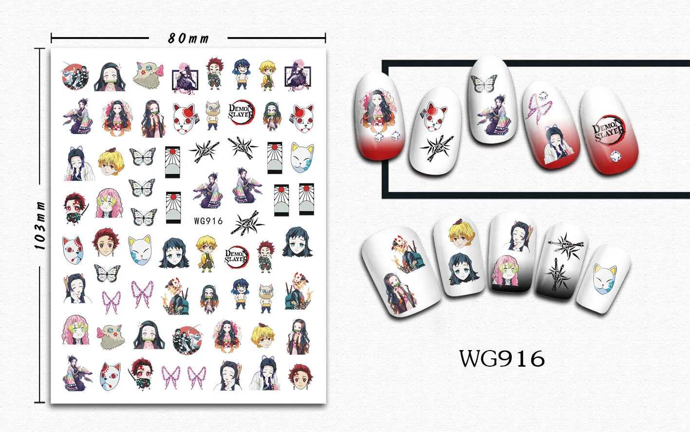 1 Stück Neue 5D Demon Slayer Nagelaufkleber Nezuko Tanjiro Hashira Giyu Tomioka Nagelkunst-Zubehör Mitsuri Kanroji Nagelteile – Detail 9