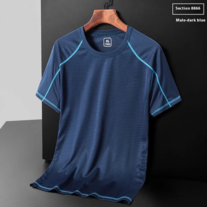 Short-Sleeved T-Shirt Men Summer Quick-Drying Short-Sleeved Mesh Sports Casual Women Short-Sleeved T-Shirt Large Size Leisure