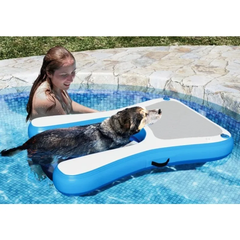 Floating Dog Water Ramp Ladder Inflatable Water Amusement Facility for Canine Exercise and Play Suitable for Pet Toys