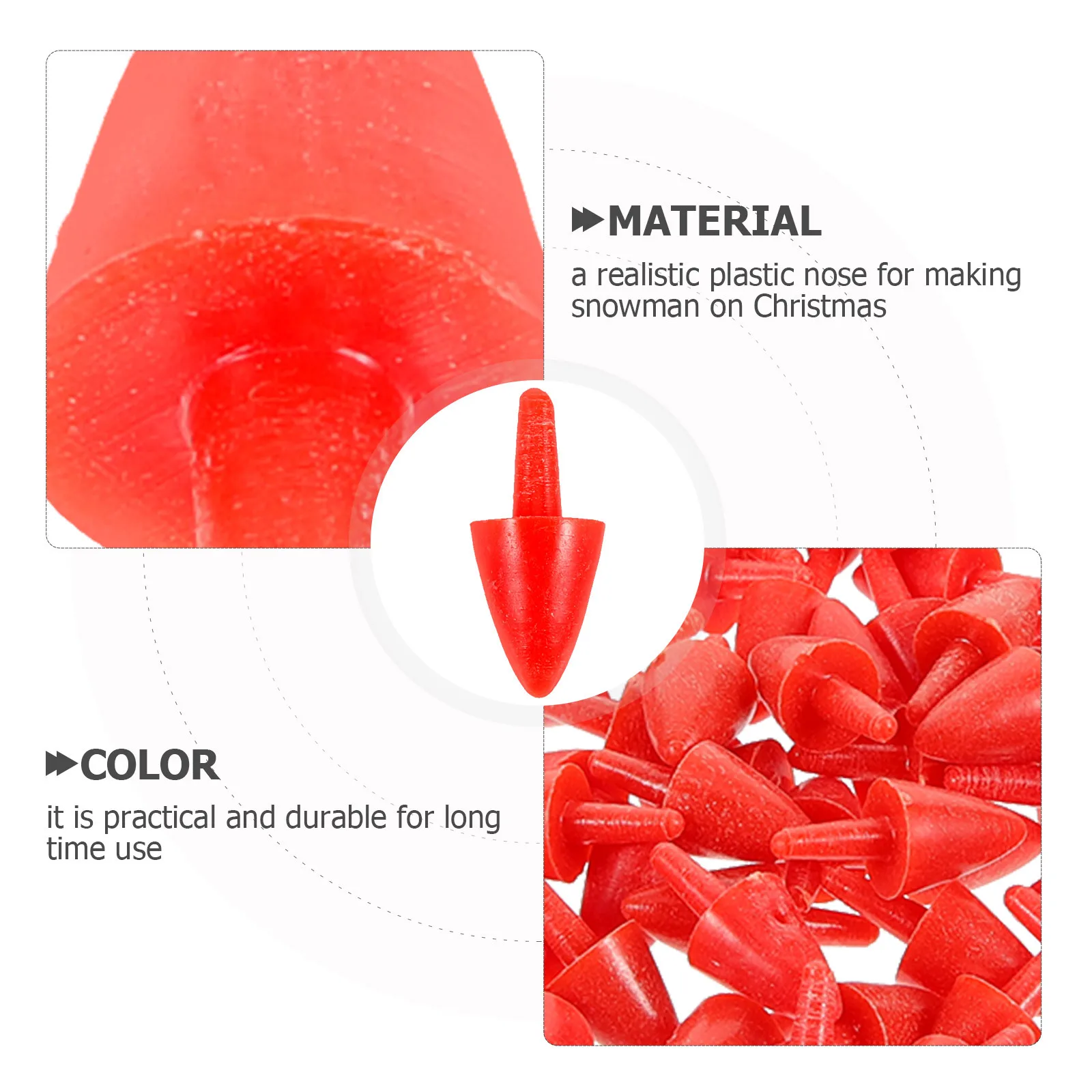 200Pcs Xmas Snowman Nose Realistic Plastic Nose for Crafts DIY Christmas Decoration Making Material Snowman Making Material