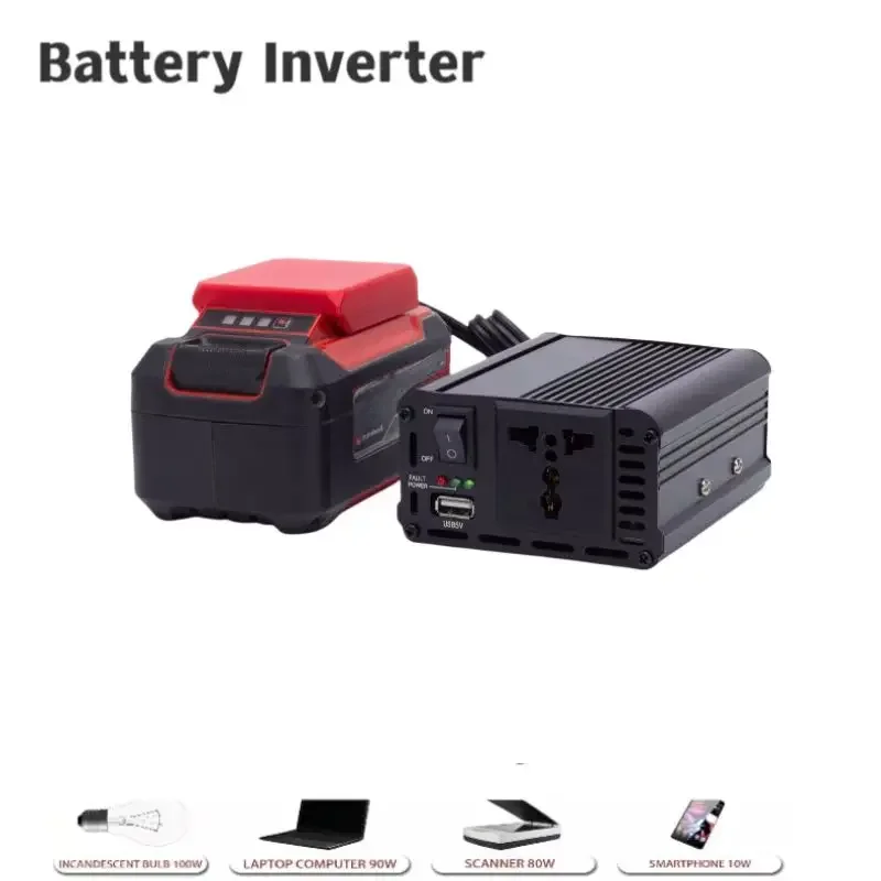 200W Cordless Power Supply   Inverter  for Ozito Einhell Lithium 18v Battery Inverter  AC W/ USB Charging  Adapter (Tool Only)