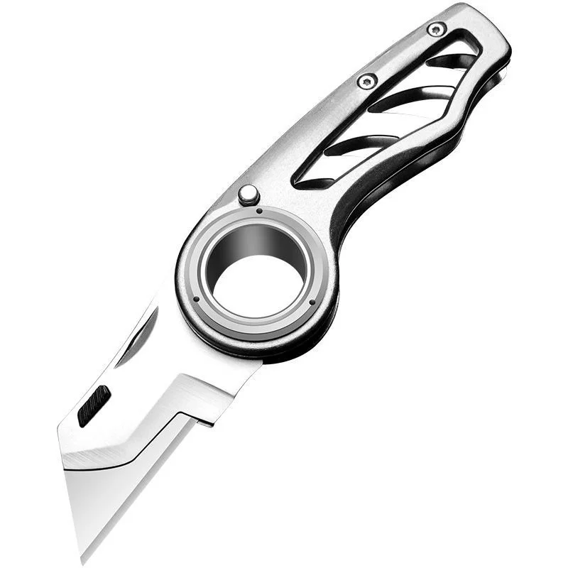 CLX Stainless Steel Folding Utility Knife Sharp Pocket Knife Hand EDC Survival Tool Corkscrew Replaceable With 10Pcs SK5 Blade