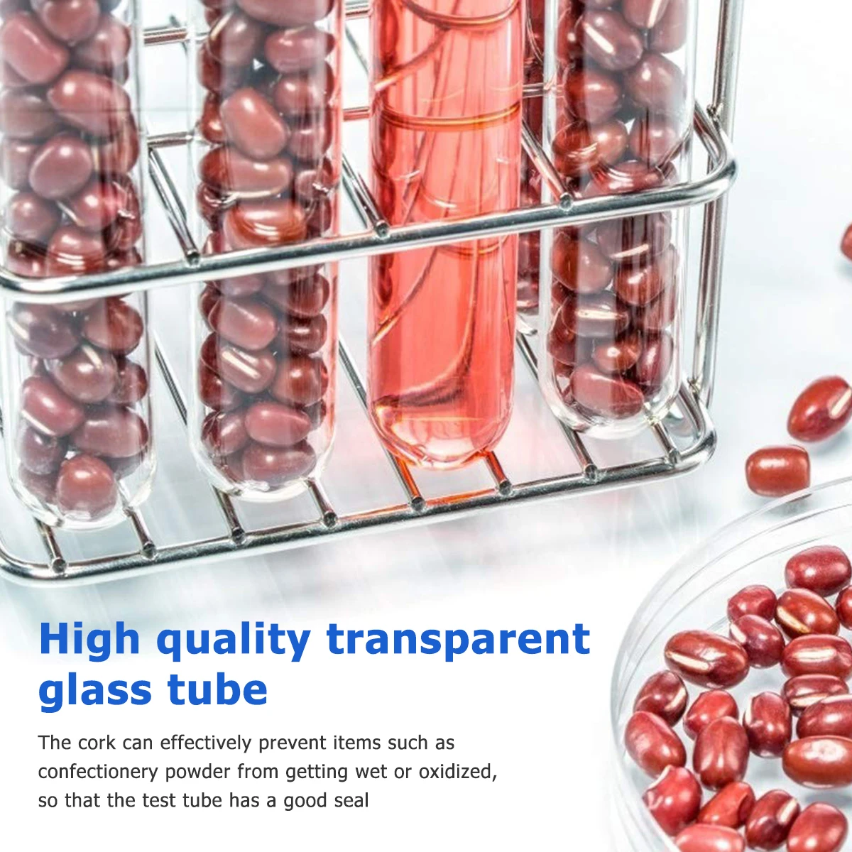 

10 Pcs Round Bottom Glass Test Tube Chemistry Tubes Vial Bottles with Cork Stoppers Boiling Transparent for Plants