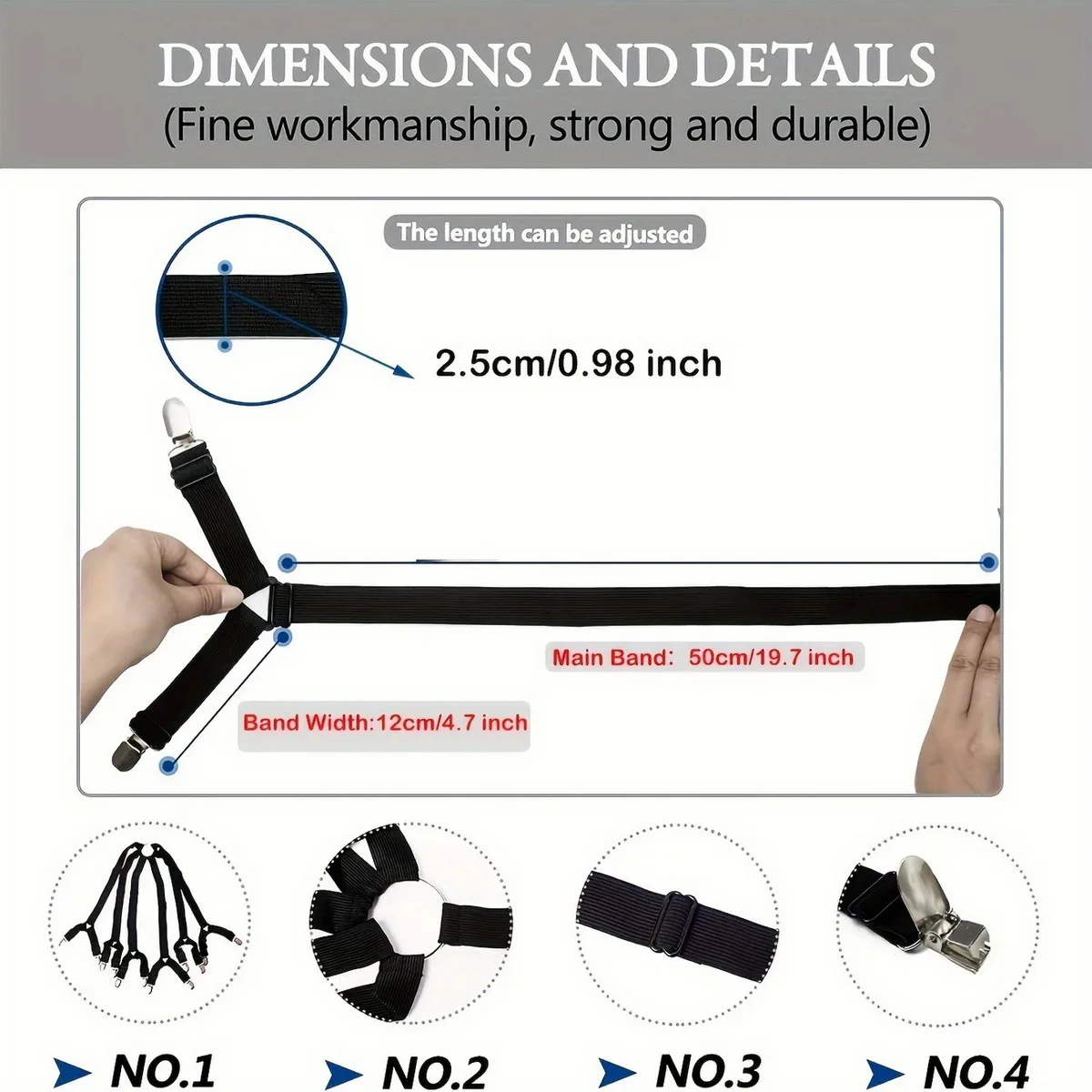 Adjustable Bed Sheet Holder with 12 Non-Slip Mattress Clips Fasteners for Cover Blankets Gripper Bedding Accessories