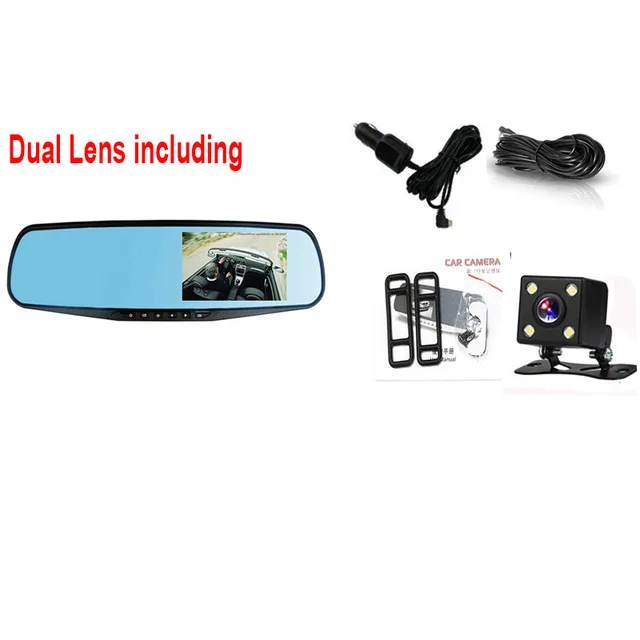 4.3 بوصة سيارة DVR عدسة مزدوجة كاميرا سيارة كامل HD 1080P مسجل فيديو مرآة الرؤية الخلفية مع الرؤية الخلفية DVR داش كام مسجل السيارات #6
