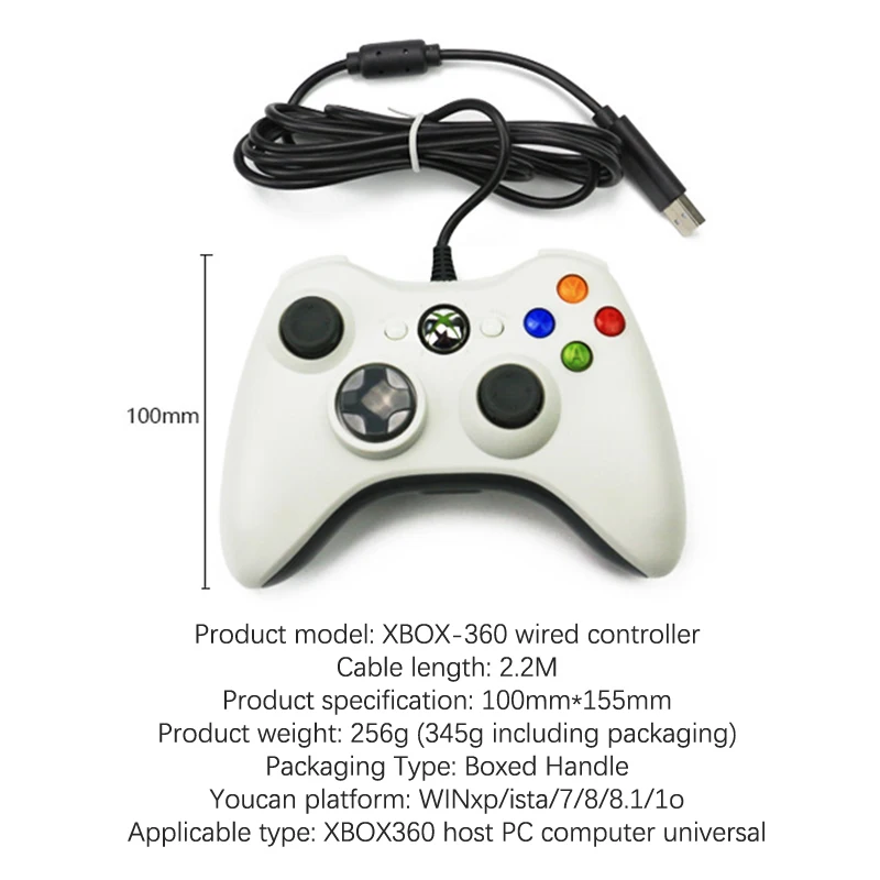 PC Control Xbox 360 Controller Xbox Controller Xbox Control Game Pad ลักษณะเกม USB WIRED joypad Gamepad สำหรับ Microsoft