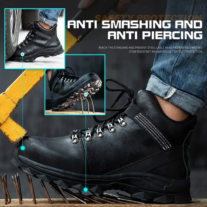 Fashion Anti-smash Men\'s Safety Shoes Industrial Construction Worker Puncture-Proof Sneakers Anti-static Women Steel Toe Boots