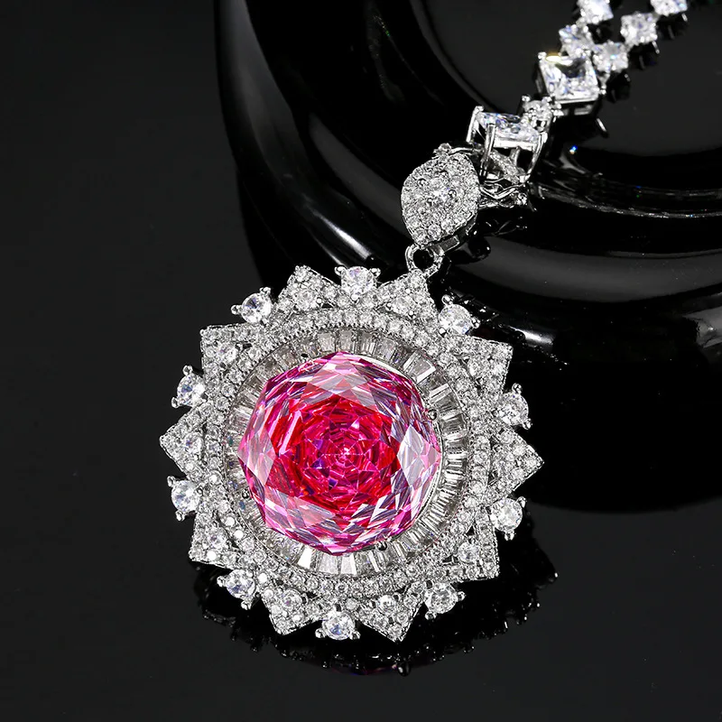 

New jewelry with copper base, gold-plated, rose cut, dragon fruit color sunflower pendant, main stone 18mm