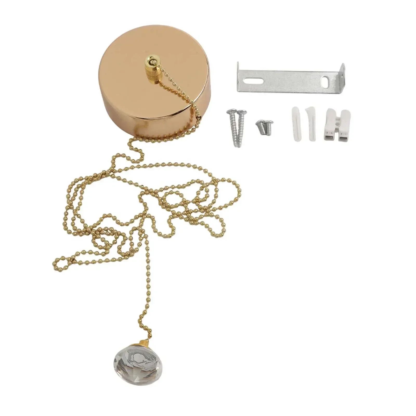 Ceiling Mounted Pull Cord Switch with Antique Brass Chain Kit for Bathroom and Fan Lighting Control Compact and