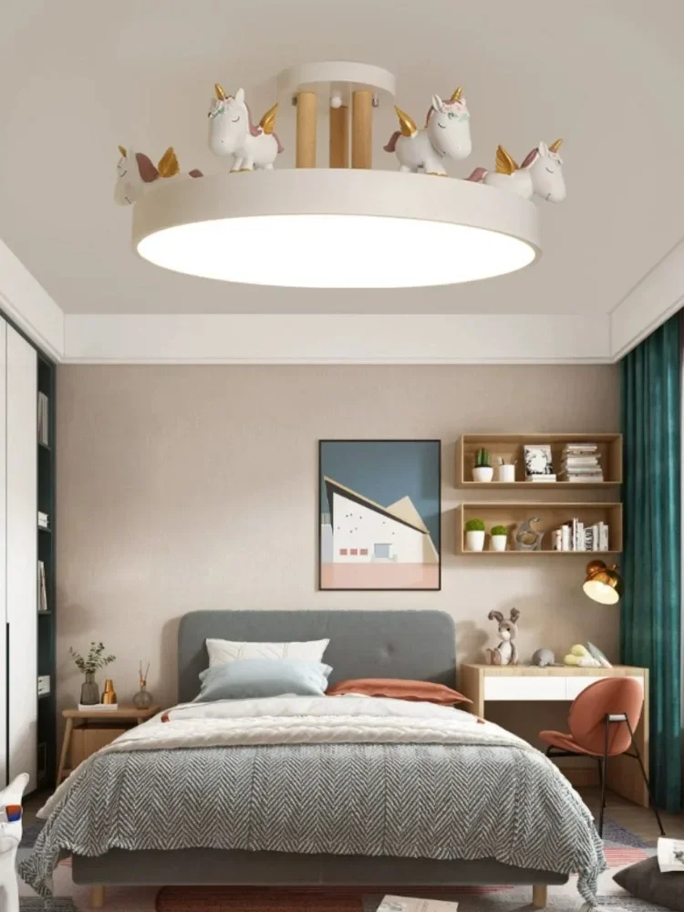 estilo nordico conduziu a luz de teto para a sala das criancas luz da decoracao do teto rosa azul unicornio para a sala de visitas quarto decoracao home o 01