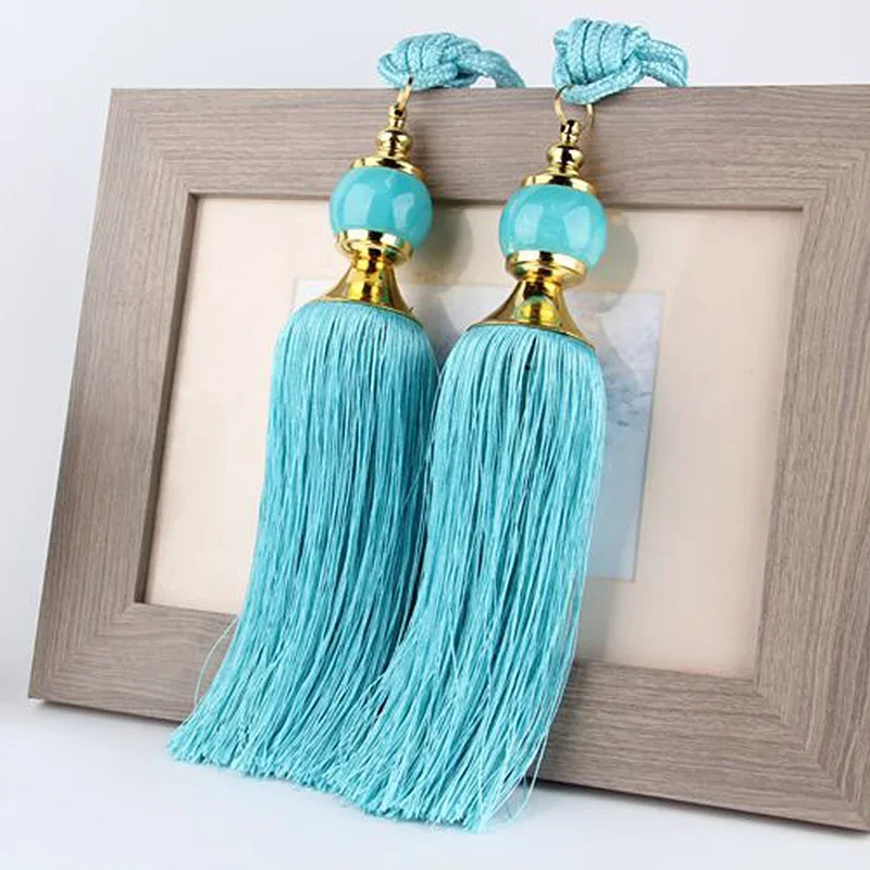 1 Pair Curtain Tassel Tiebacks Crystal Ball Rope Holdbacks Fringe Curtains Holder Buckle Rope Decor Room Accessories