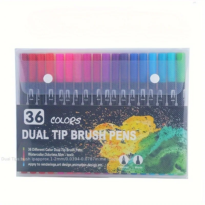 Lebendige doppelseitige Aquarellmarker – Kunstset zum Zeichnen und Basteln, langlebige Kunststoffkörper, Weihnachtsgeschenk – Detail 2