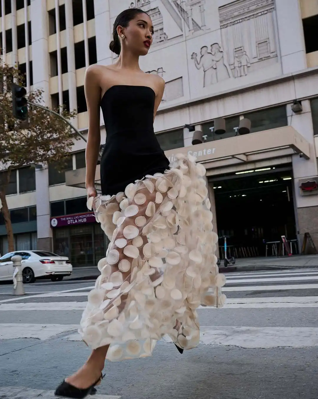 

High Quality Prom Pageant Dress Strapless Dot Tulle Velvet Long Evening Birthday Party Gowns Formal Dresses Vestidos De Feast