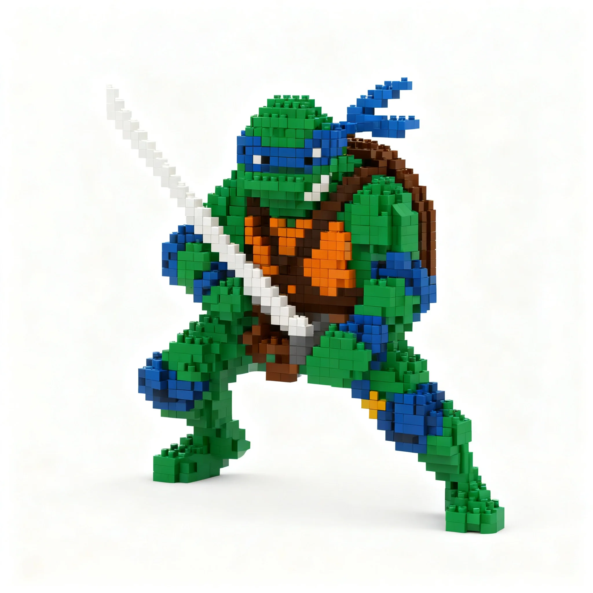 4372 piezas MOC Tortugas Ninja Leonardo, Bloques de Construcción de Mosaico, Juguetes, Ladrillos de Ensamblaje, Regalo de Cumpleaños, DIY, Educación, Exhibición 3D