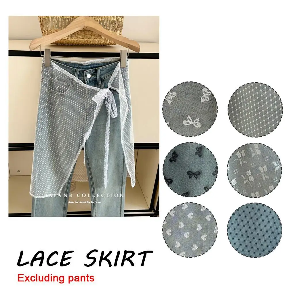 INS Blogger Lace Layered Gauze Skirt With Tie Up Spicy Girl Stacked Skirt Y2K Streetwear Apron Wrap Skirt Lace Up Matching Pants