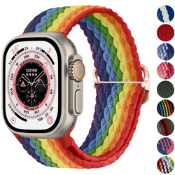 Cinta de Nylon para Apple Watch, Banda Respirável 10, 42mm, 46mm, 9, 8, 7, 45mm, 41mm, Ultra 2, 49mm, iWatch 6, 5, 4, SE, 44 milímetros, 40 milímetros, 42 milímetros, 38 milímetros