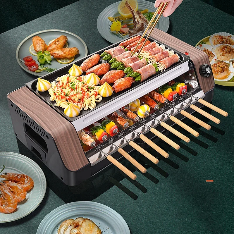 Household Automatic Rotating Smokeless Home Barbecue Hot Dog Automatic Rotating Barbecue Machine Mutton Skewers