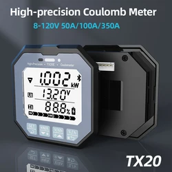 TX20 8-120V 50A/100A/350A Lithium Capacity Tester High-precision Voltage Current Coulomb Meter Car Battery Tester Indicator